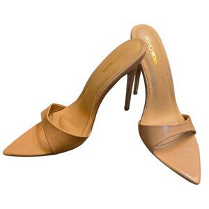 FASHION NOVA Nude Pointed Toe Mule Stiletto Heels sz 10
